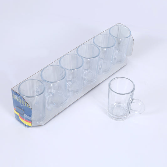 فناجين شاهي زجاج حضرمي مضلع – طقم 6 قطع